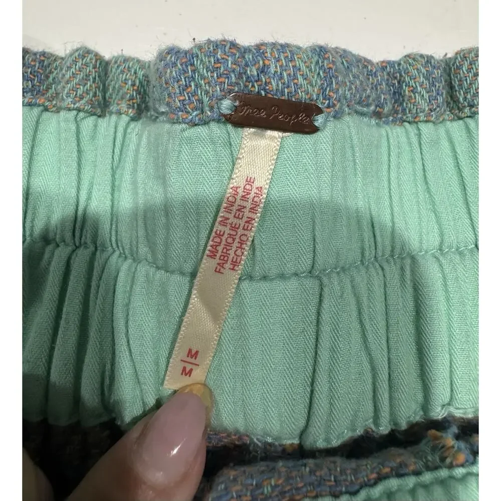 Free People Solar Flare Baja Stripe Cuff Shorts In Ocean Blue Sz M